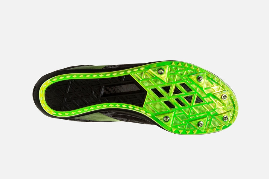 Brooks ELMN8 v5 Spikes Shoes Mens - Black/Green - ZFSJL-5786